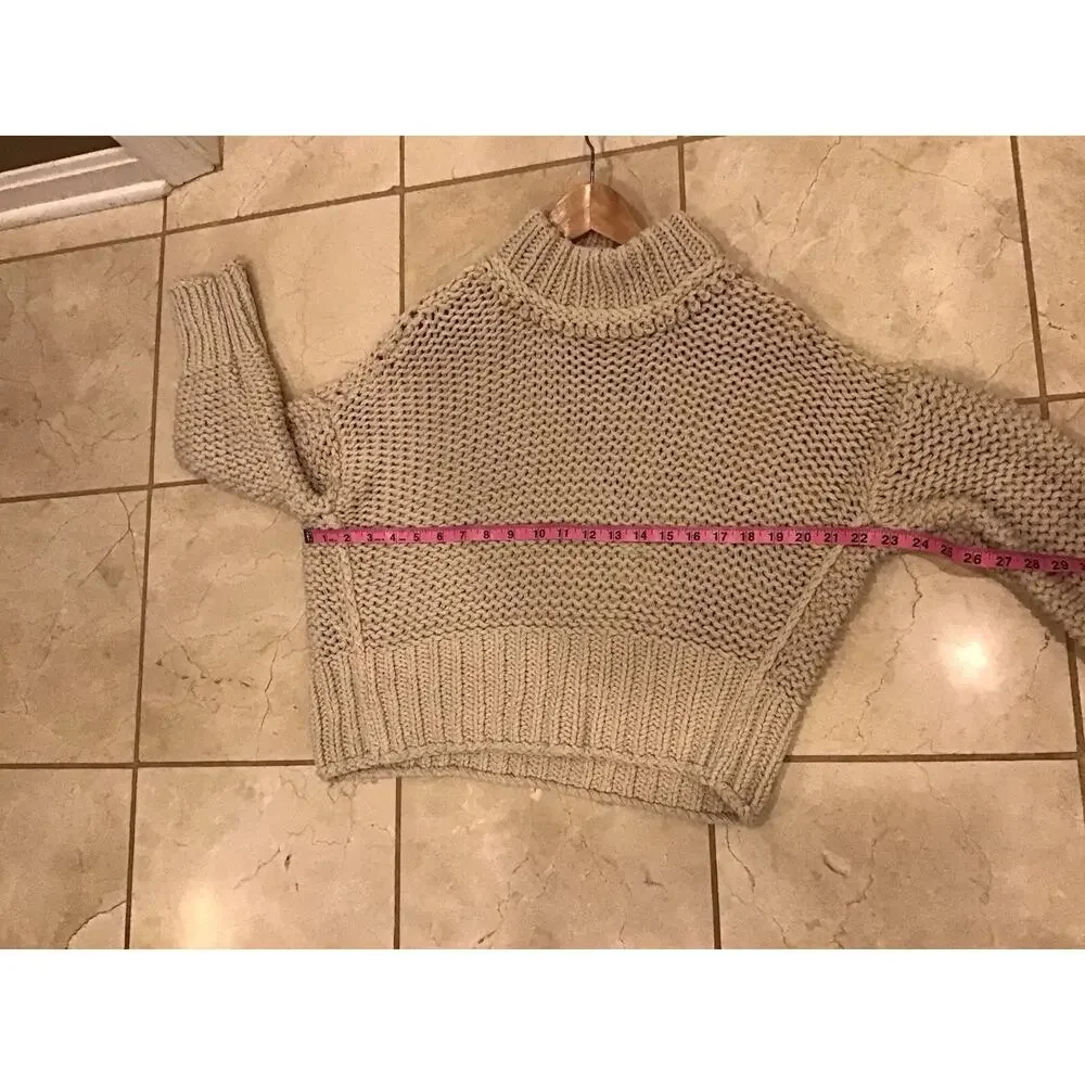 Free People My Only Sunshine Fisherman Sweater Women S Cream Chunky Knit Mock